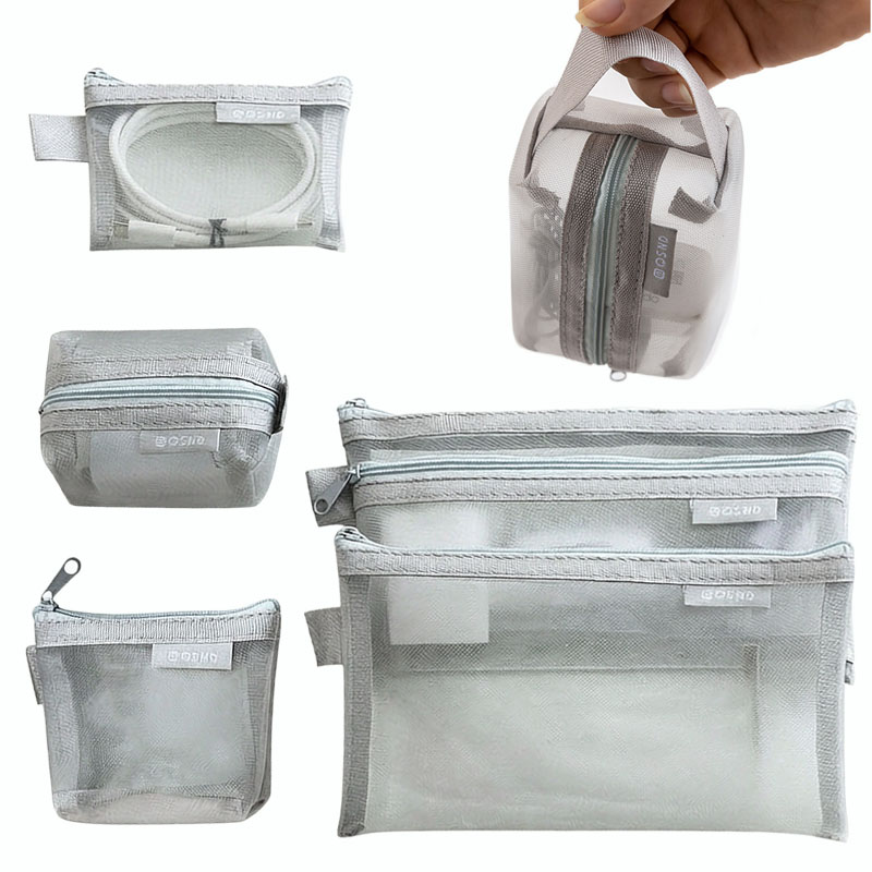 Tech Accessories Case - Szare siatkowe torby-organizery – do podróży,