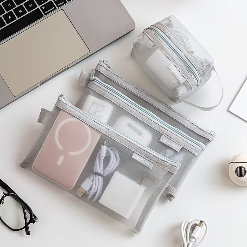 Szare siatkowe torby-organizer – Tech Accessories Case recenzja i cena
